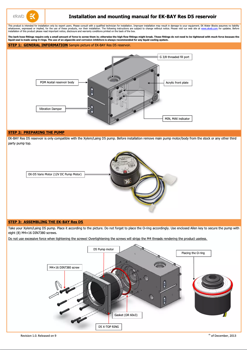 Page 1 de la notice Manuel utilisateur EK Water Blocks 3831109840665