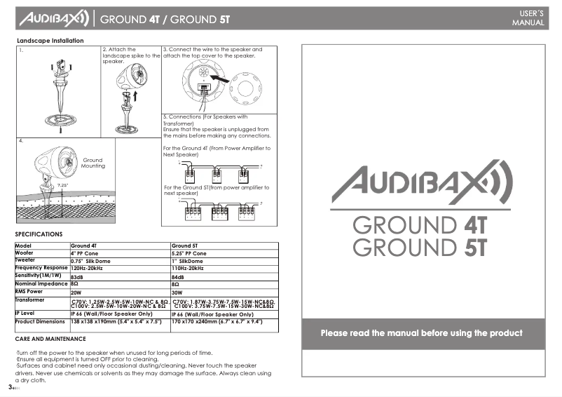 Page 1 de la notice Manuel utilisateur Audibax Ground 5T