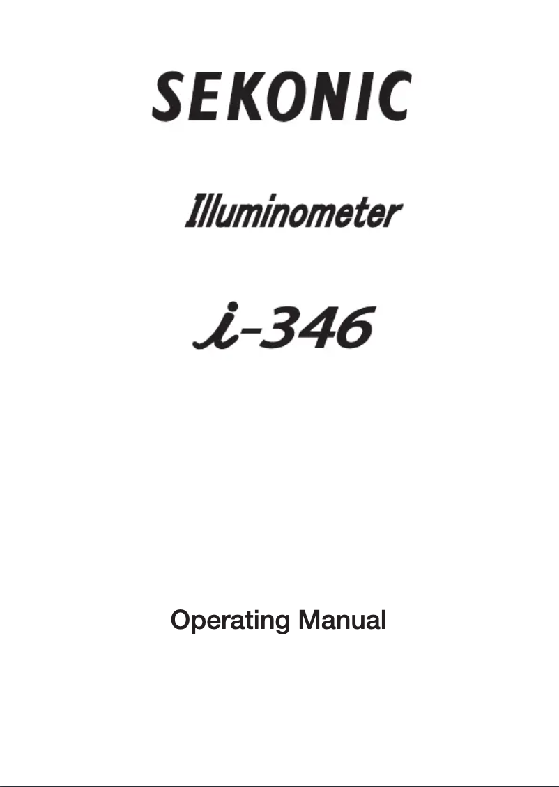 Page n°1 - Manuel utilisateur Sekonic Illuminometer I-346