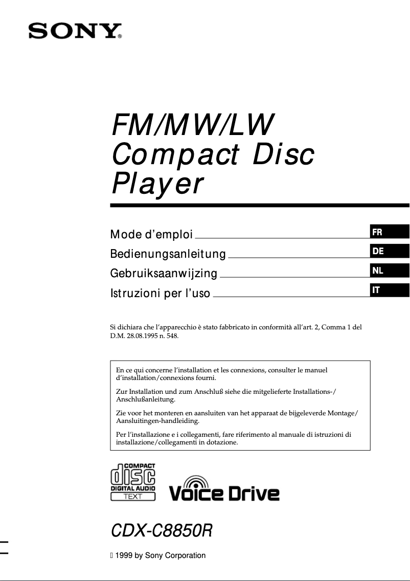 Image de la première page du manuel de l'appareil CDX-C8850R