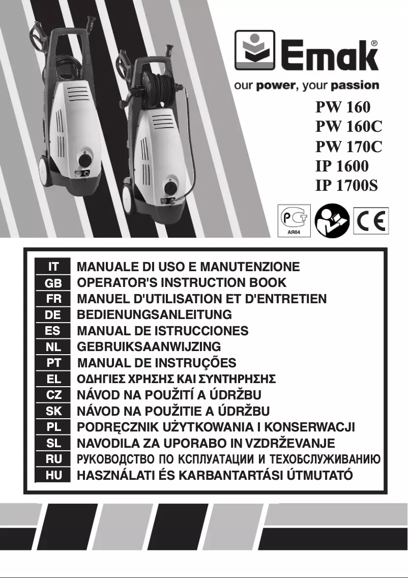 Page 1 de la notice Manuel utilisateur Emak PW 160C