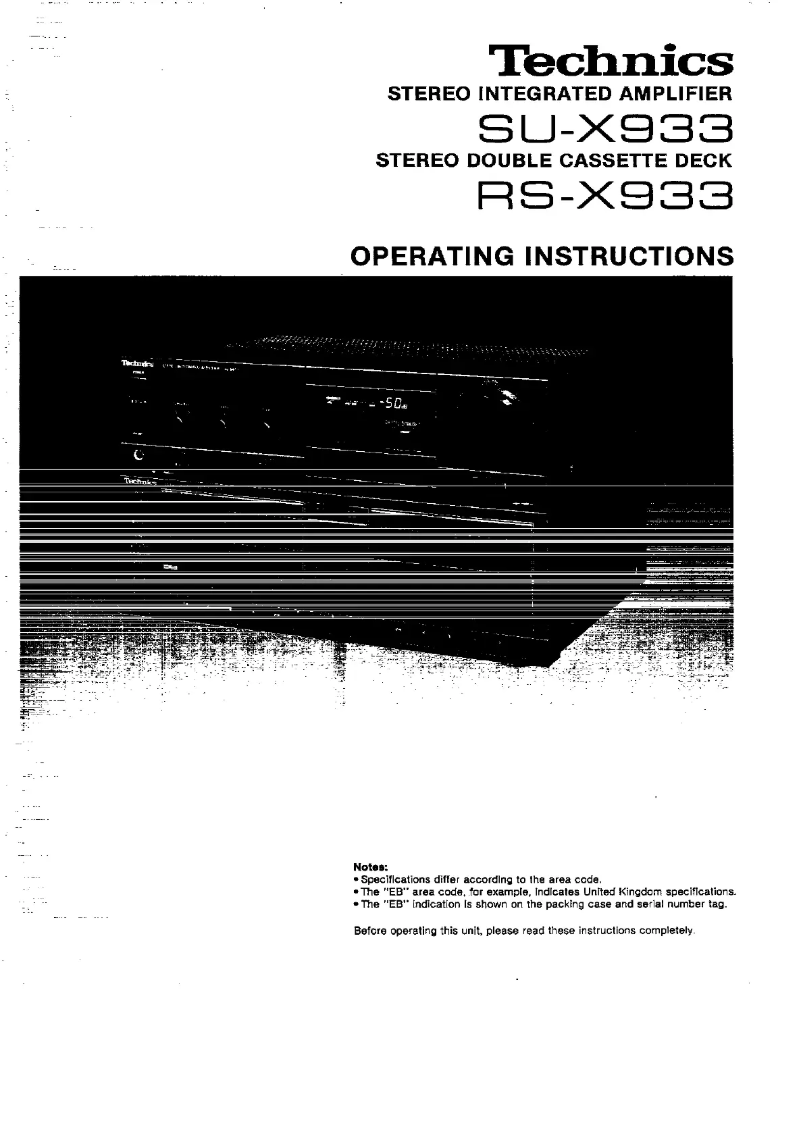 Page 1 de la notice Manuel utilisateur Technics RS-X933