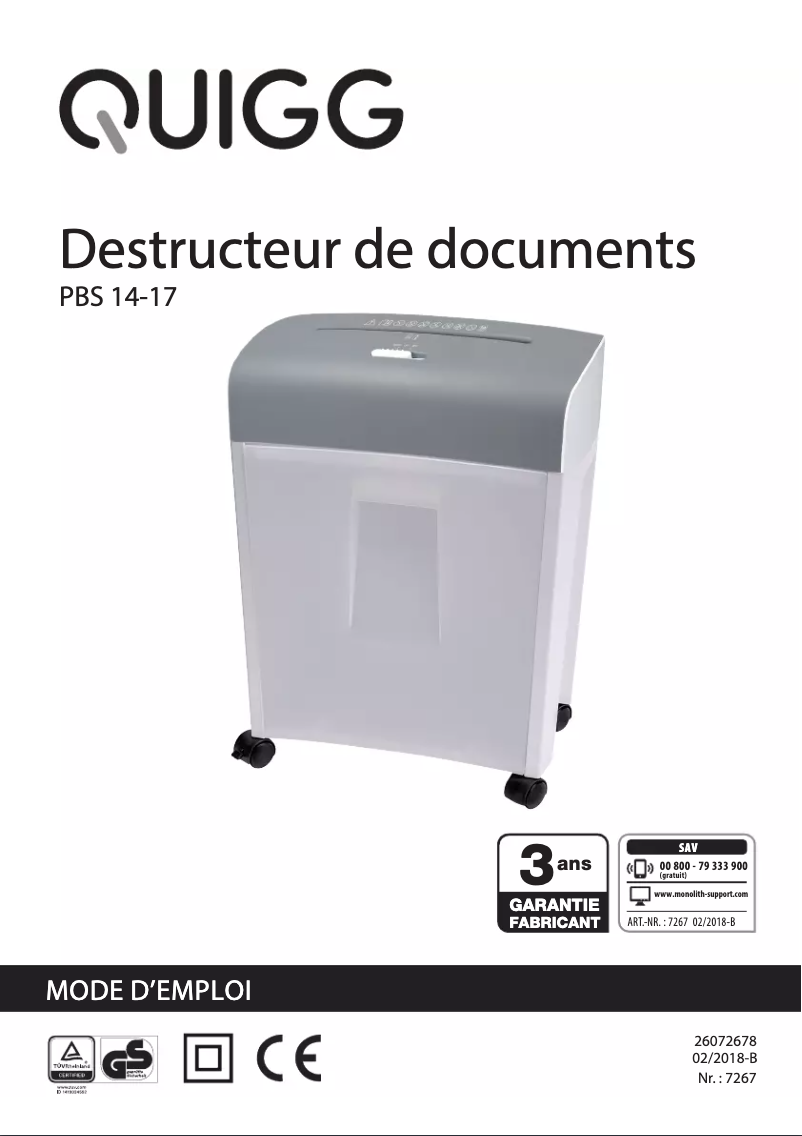 Image de la première page du manuel de l'appareil PBS 14-17