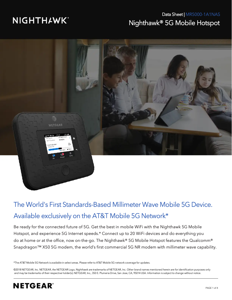 Page 1 de la notice Fiche technique Netgear Nighthawk MR5000