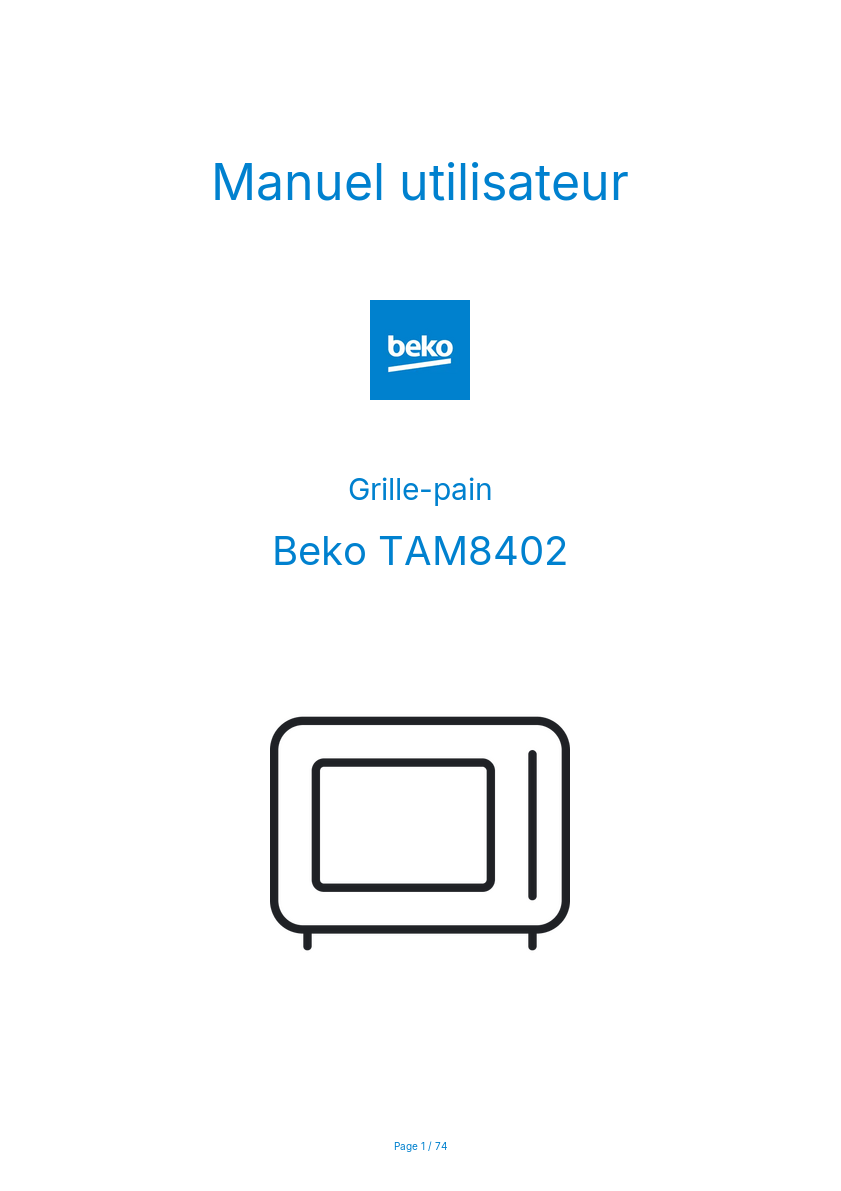 Image de la première page du manuel de l'appareil TAM8402