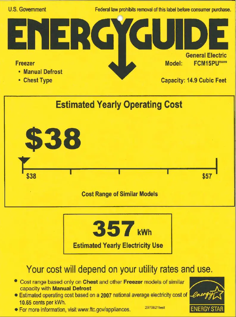 Page n°1 - Label énergétique GE FCM15PUWW