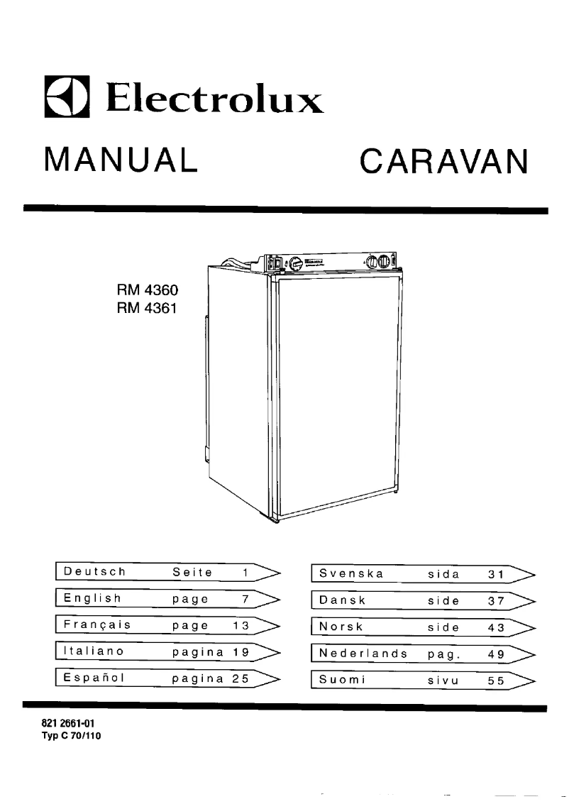 Page 1 de la notice Manuel utilisateur Electrolux RM4360