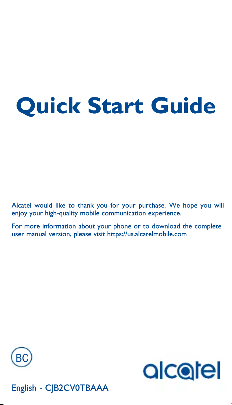 Page 1 de la notice Guide de démarrage rapide Alcatel 1X Evolve