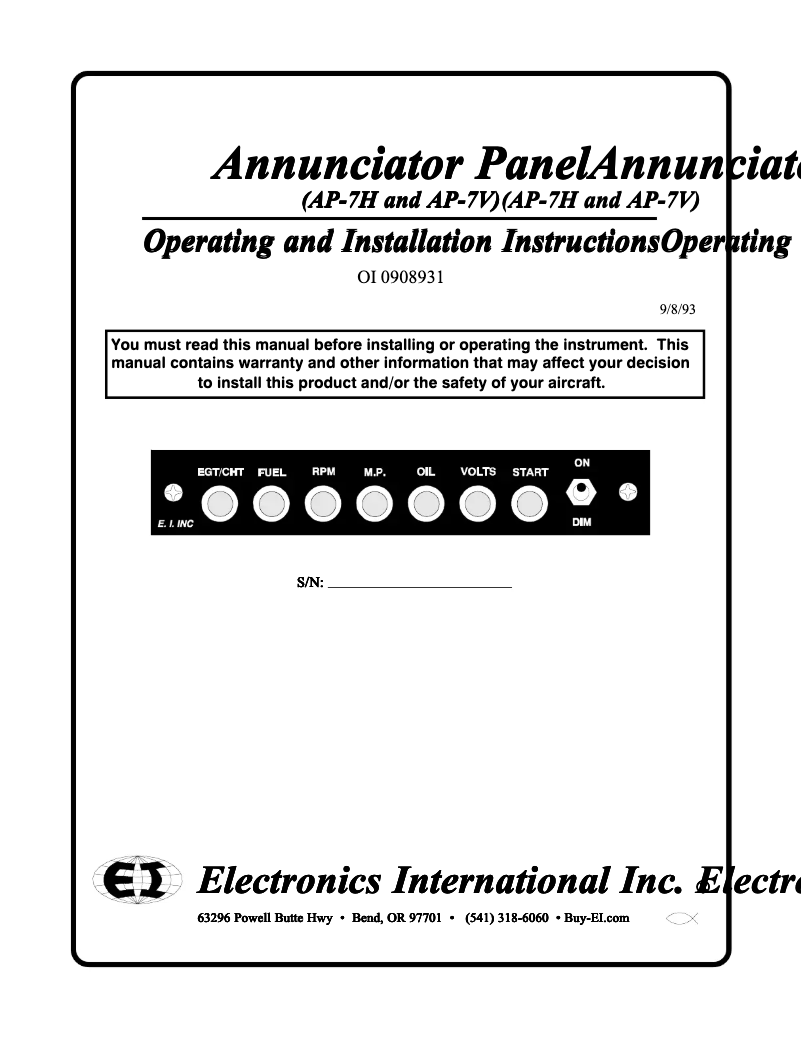 Página 1 del manual Manual de usuario Electronics International AP-7V