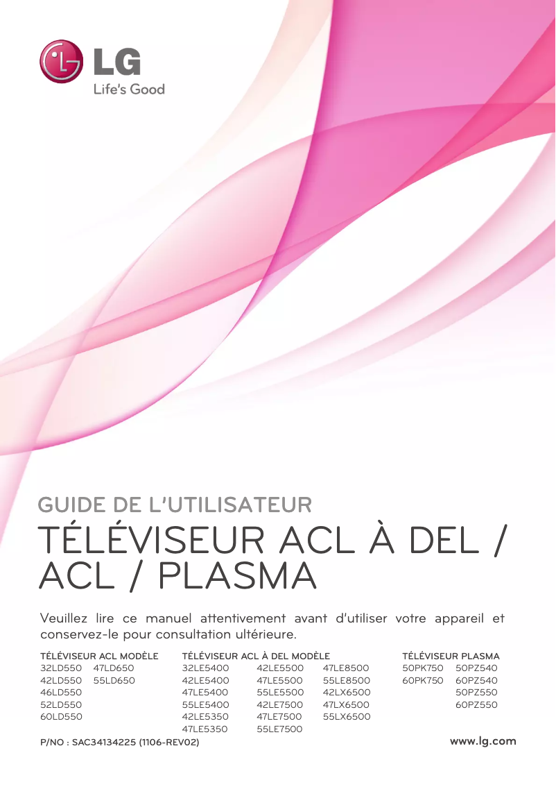 Page n°1 - Manuel utilisateur LG 60PZ550