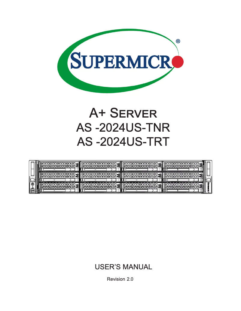 Image de la première page du manuel de l'appareil A+ Server 2024US-TRT