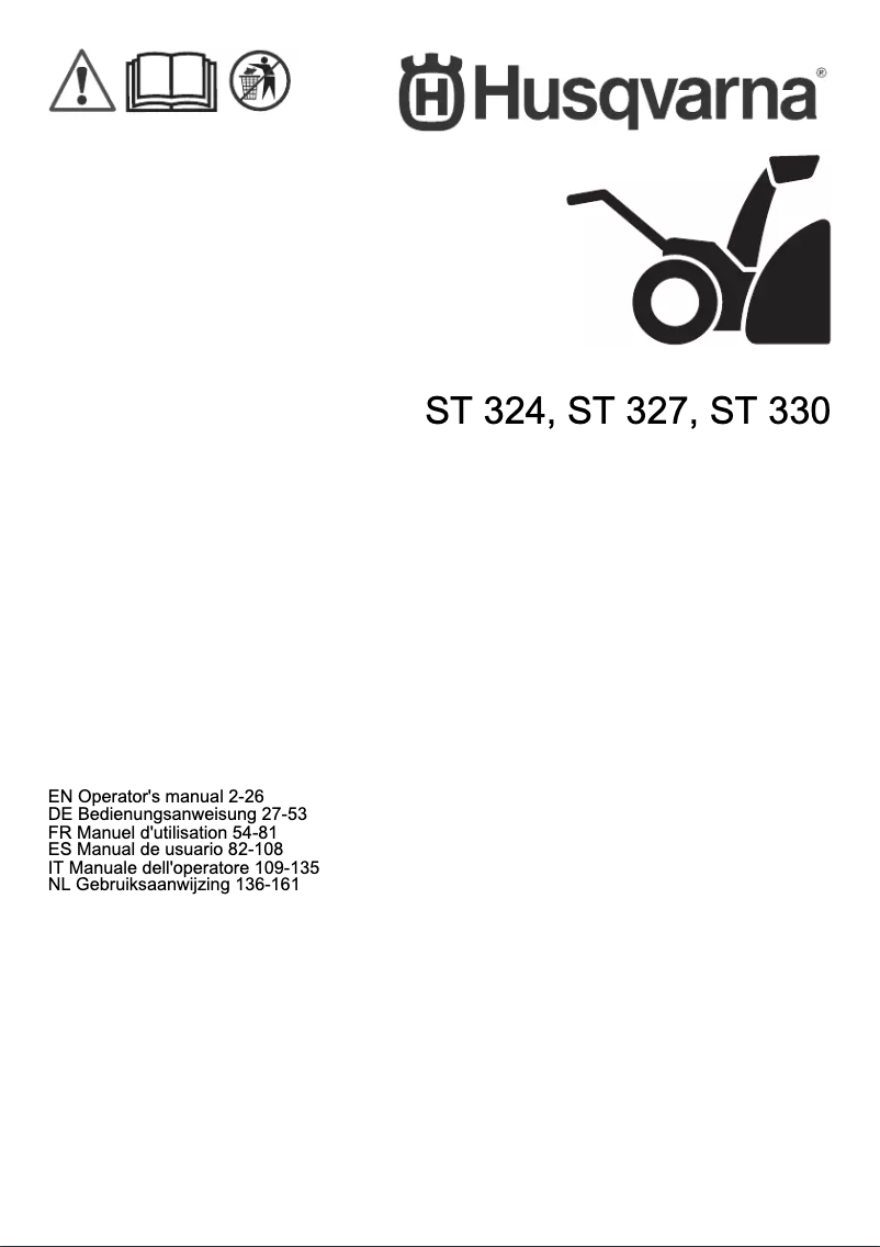 Page n°1 - Manuel utilisateur Husqvarna ST 327