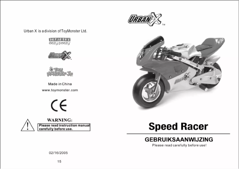 Page 1 de la notice Manuel utilisateur Marquant UrbanX Speedracer
