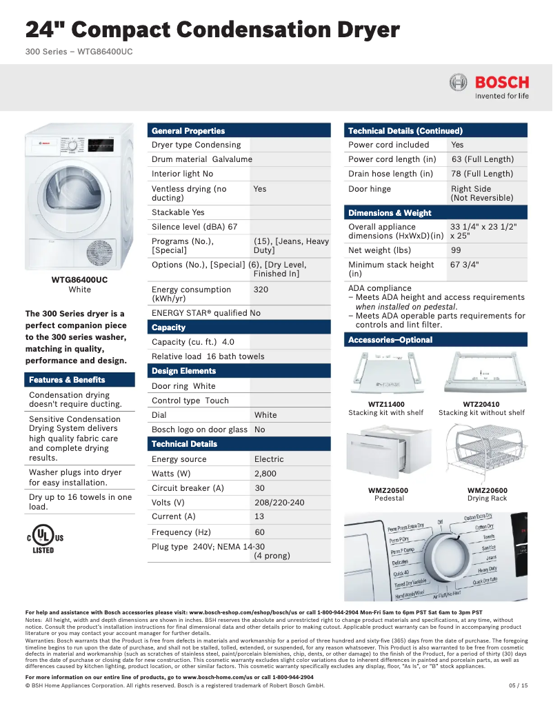 Image de la première page du manuel de l'appareil WTG86400U