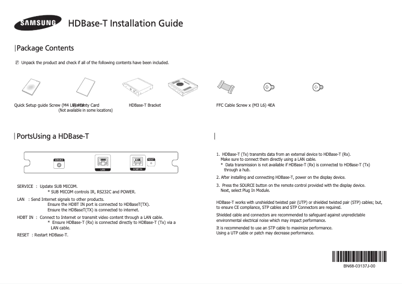Page 1 de la notice Manuel utilisateur Samsung PIM-HDBT