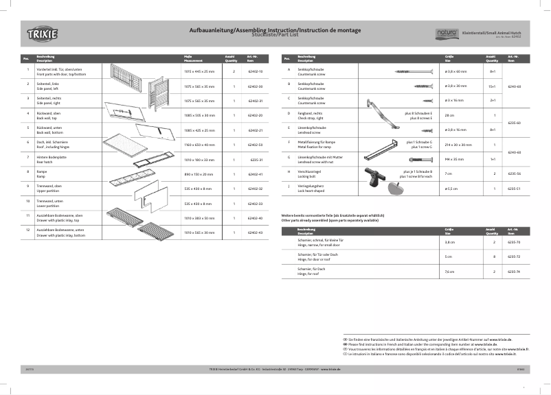 Page 1 de la notice Manuel utilisateur Trixie 62402