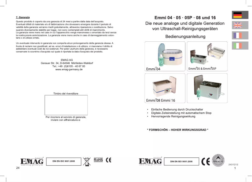 Page 1 de la notice Manuel utilisateur EMAG Emmi-5P