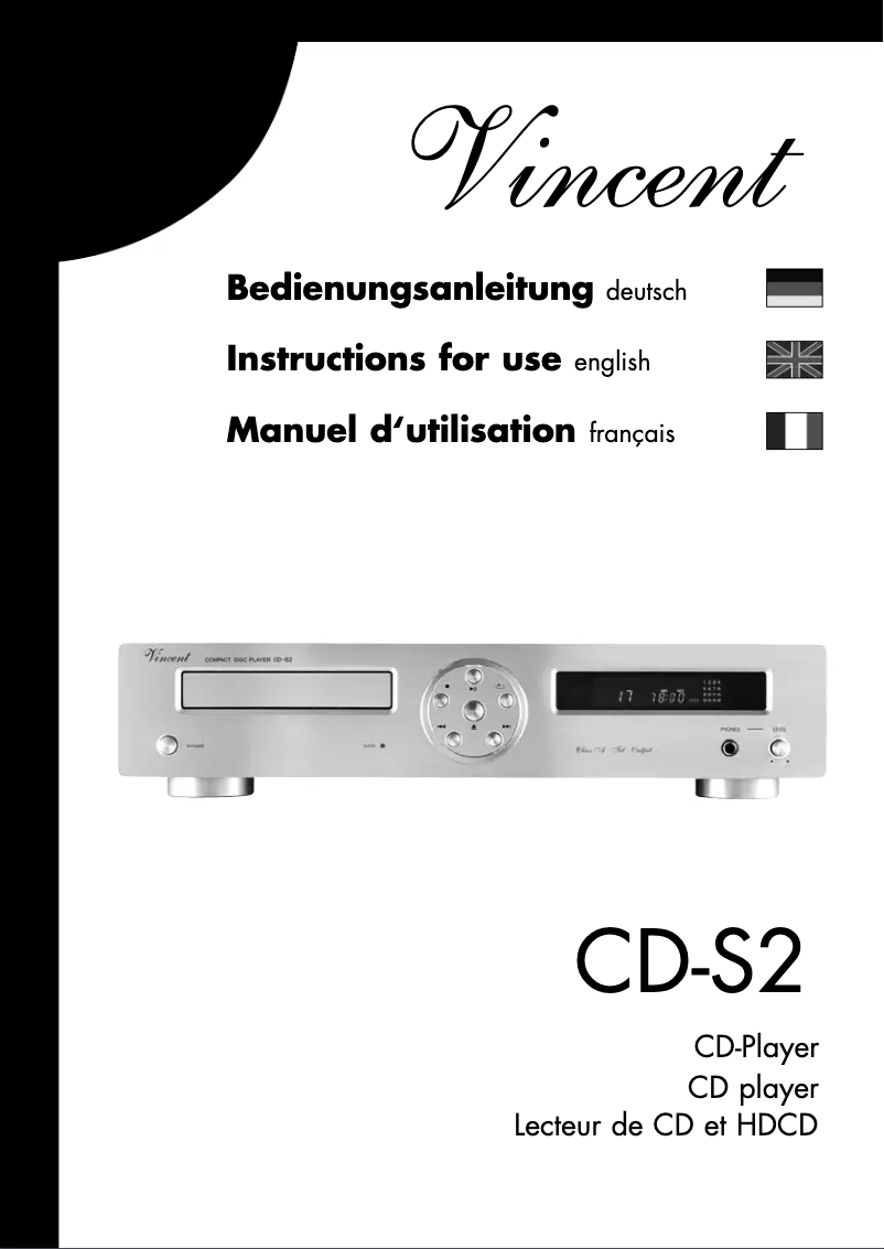 Page n°1 - Manuel utilisateur Vincent CD-S2