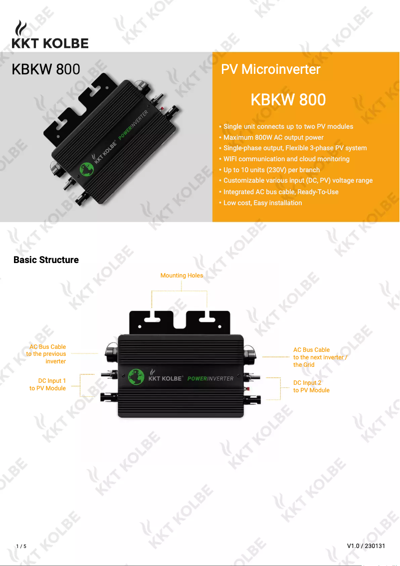 Page n°1 - Manuel utilisateur KKT Kolbe KBKW 800