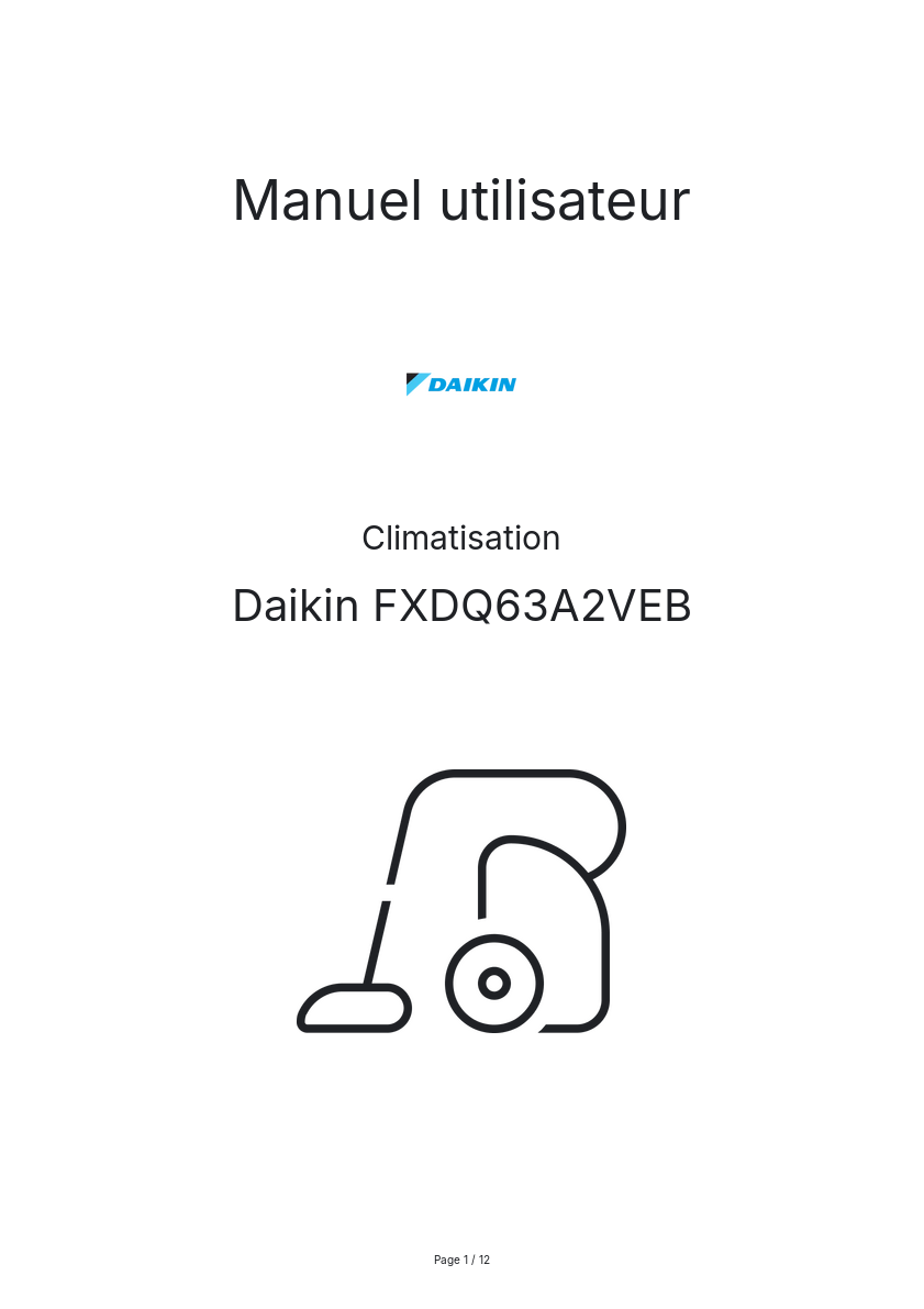 Image de la première page du manuel de l'appareil FXDQ63A2VEB