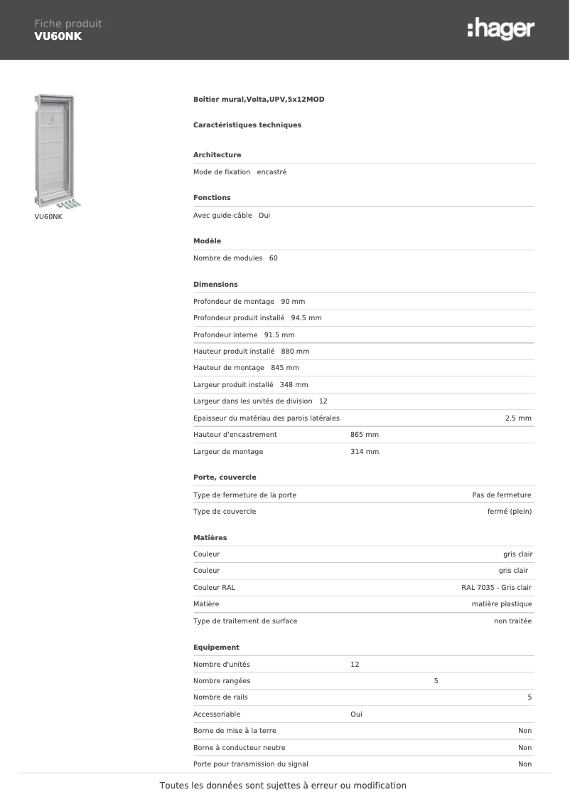 Image de la première page du manuel de l'appareil VU60NK
