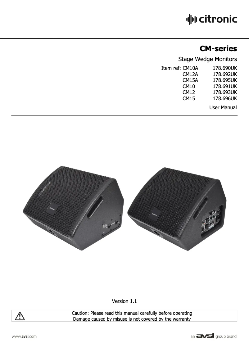 Page n°1 - Manuel utilisateur Citronic CM15A