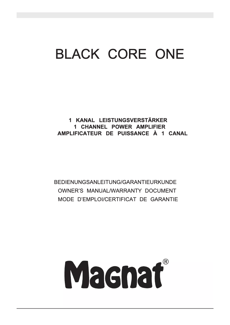 Image de la première page du manuel de l'appareil Black Core One