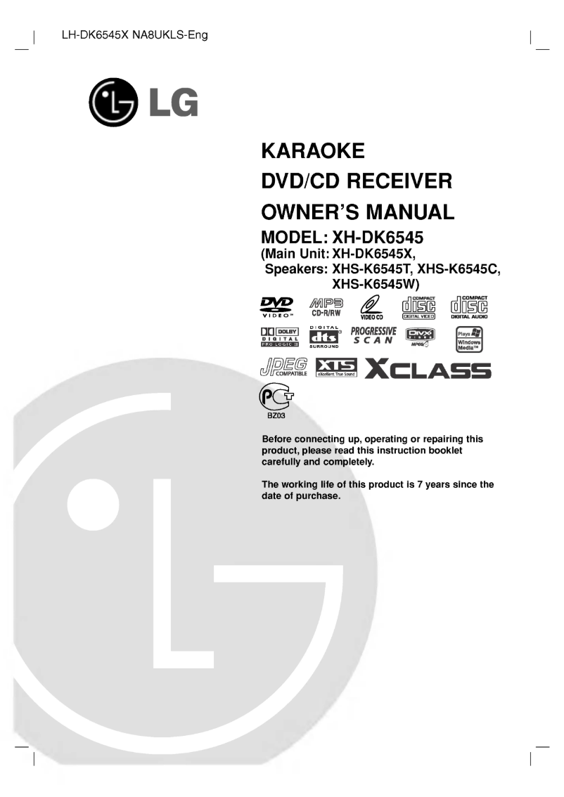 Page n°1 - Manuel utilisateur LG XH-DK6545X
