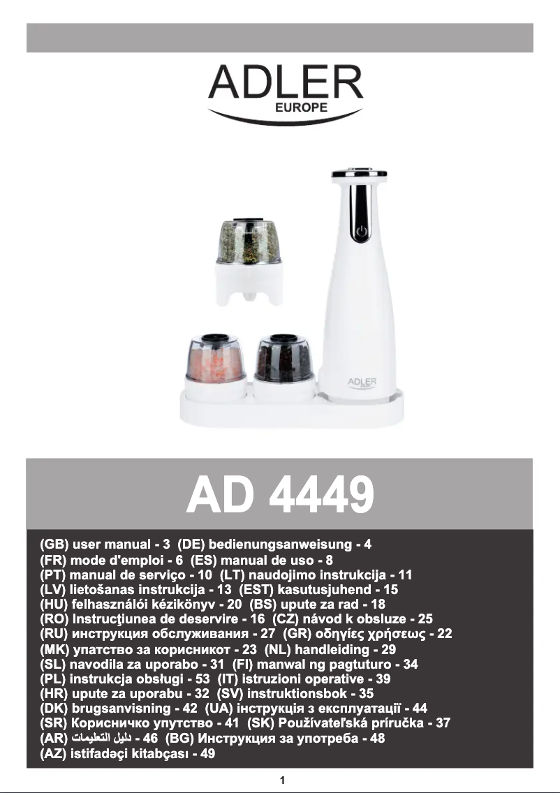 Page 1 de la notice Manuel utilisateur Adler AD 4449