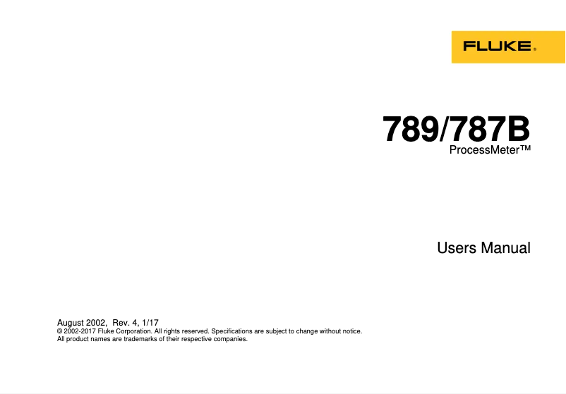 Image de la première page du manuel de l'appareil ProcessMeter 789