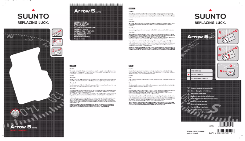 Page 1 de la notice Manuel utilisateur Suunto Arrow 5