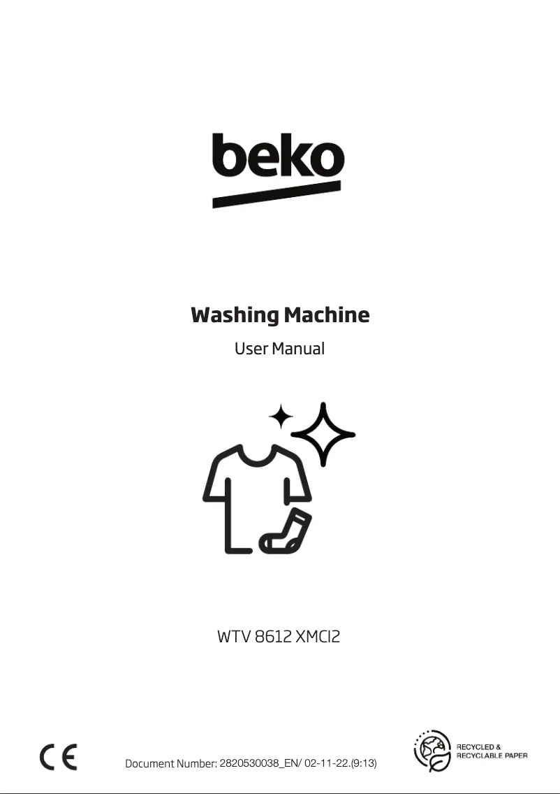 Page 1 de la notice Manuel utilisateur Beko WTV 8612 XMCI2