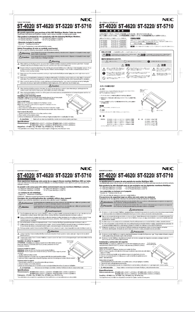 Page 1 de la notice Manuel utilisateur NEC ST-5220