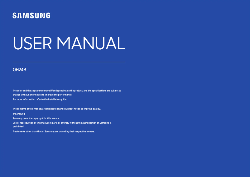 Page 1 de la notice Manuel utilisateur Samsung OM55B