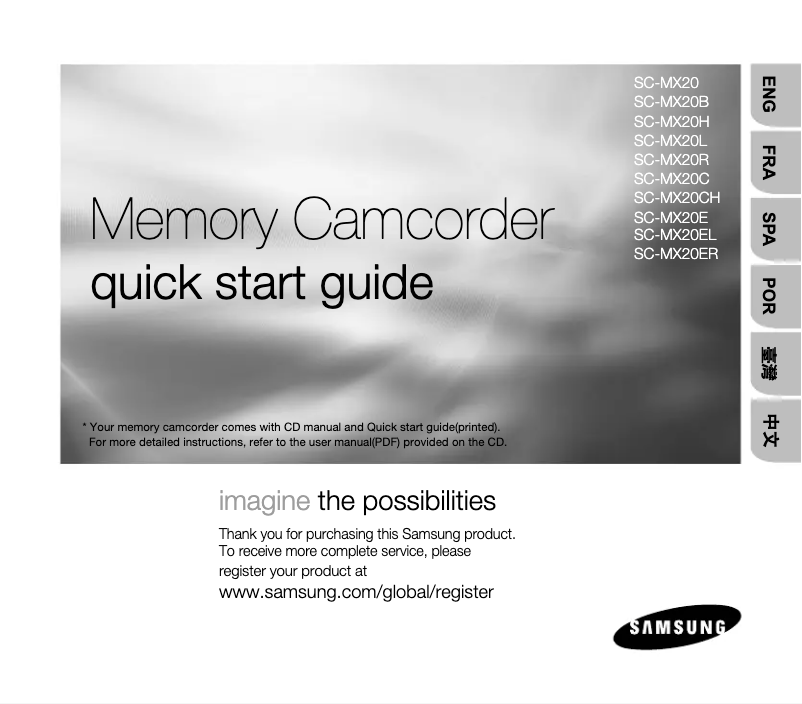 Page 1 de la notice Manuel utilisateur Samsung SC-MX20ER