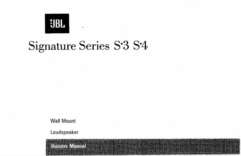Page n°1 - Manuel utilisateur JBL Signature S4