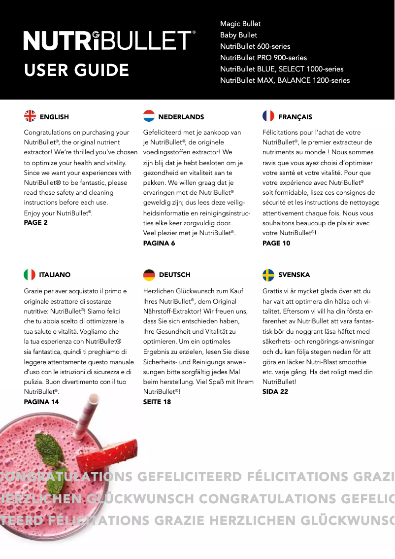 Page n°1 - Manuel utilisateur Magic Bullet NutriBullet