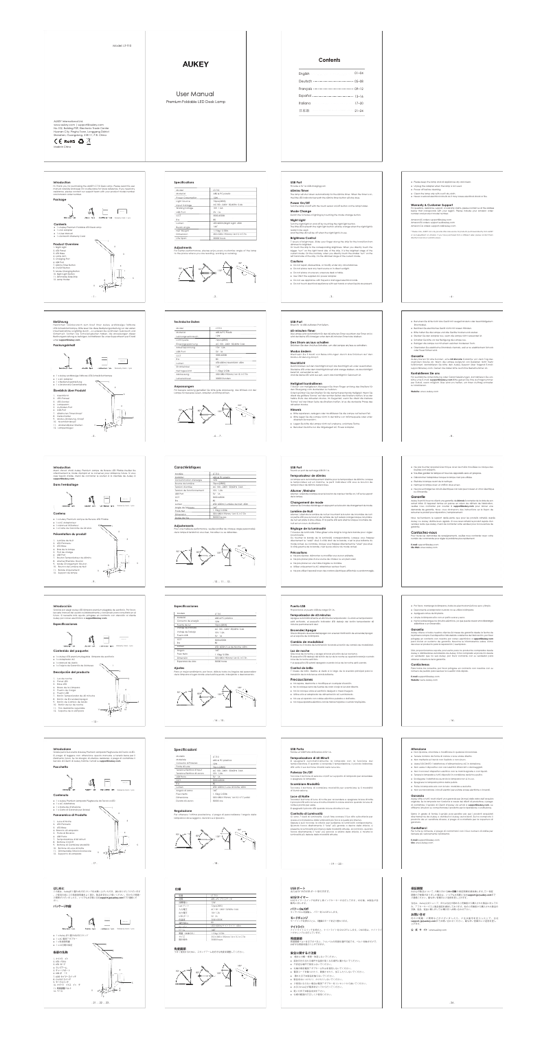 Page 1 de la notice Manuel utilisateur Aukey LT-T10