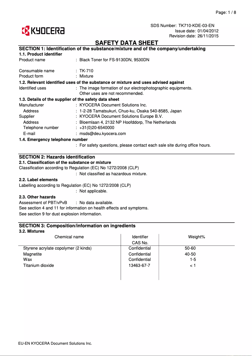 Image de la première page du manuel de l'appareil FS-9530DN