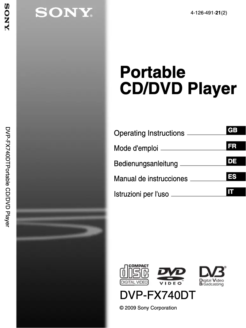 Page n°1 - Manuel utilisateur Sony DVP-FX740DTB