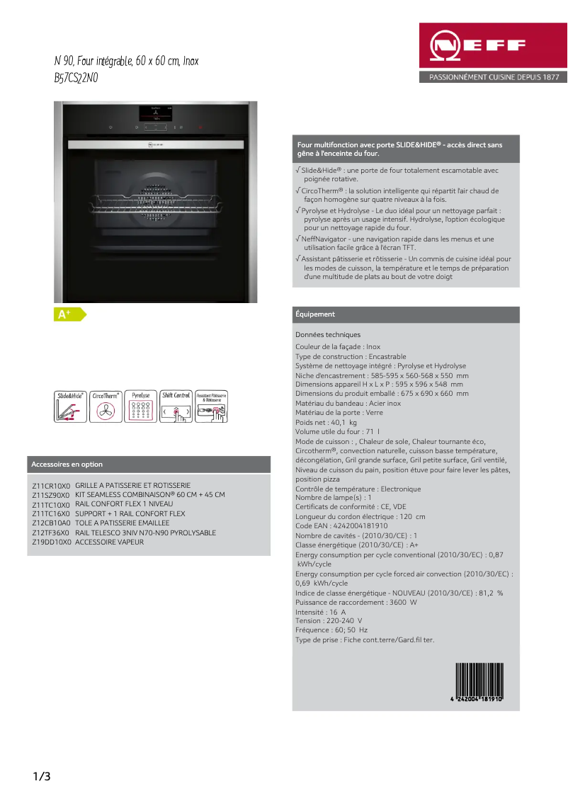 Image de la première page du manuel de l'appareil B57CS22N0