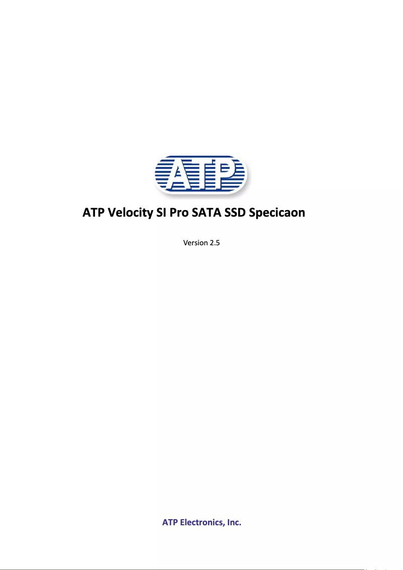 Page n°1 - Manuel utilisateur ATP Velocity SI Pro