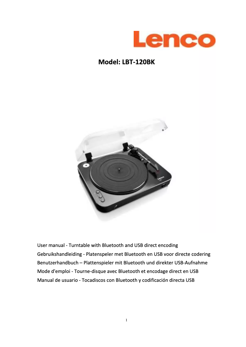 Page n°1 - Manuel utilisateur Lenco LBT-120