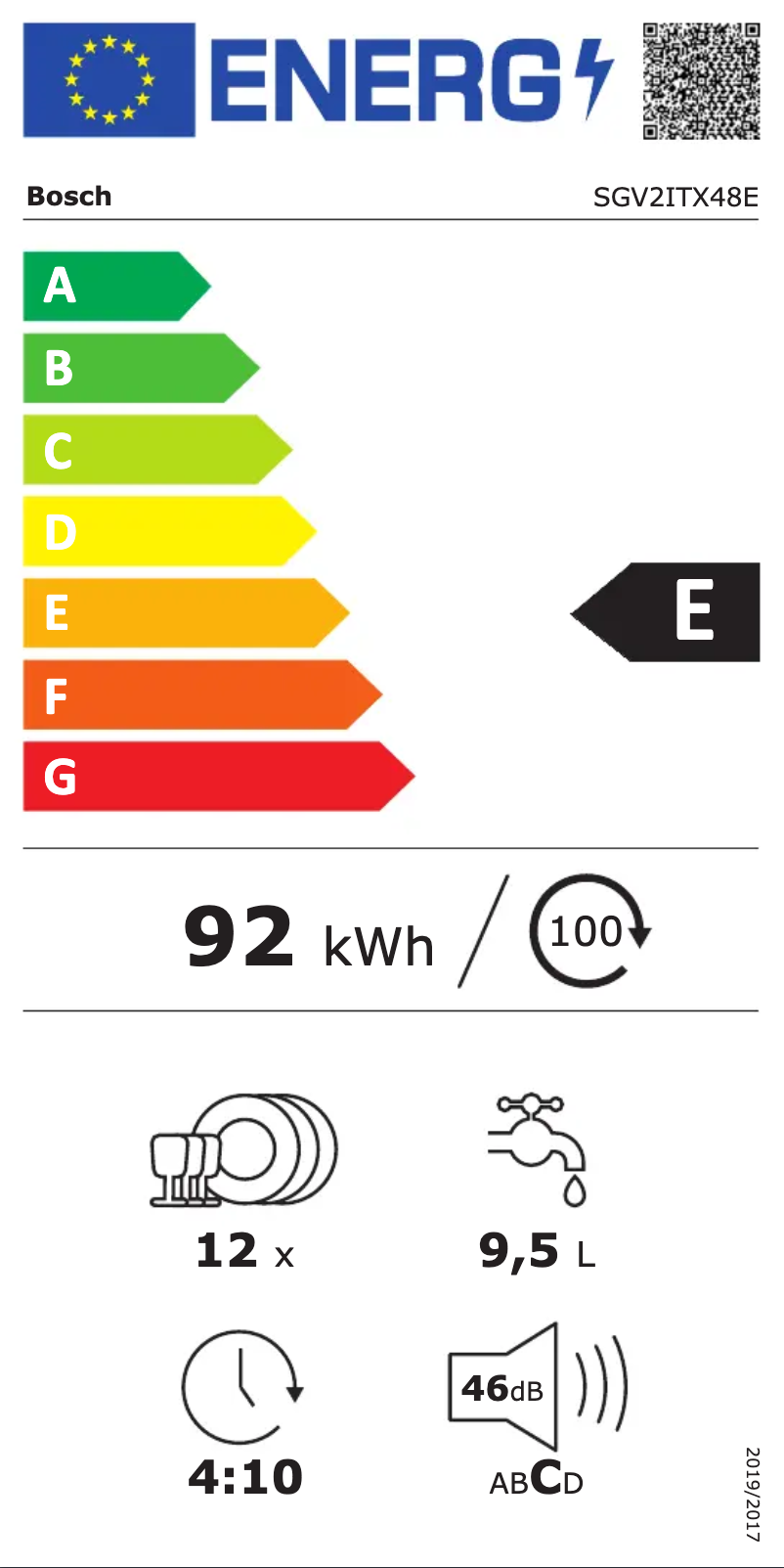 Page n°1 - Label énergétique Bosch SGV2ITX48E