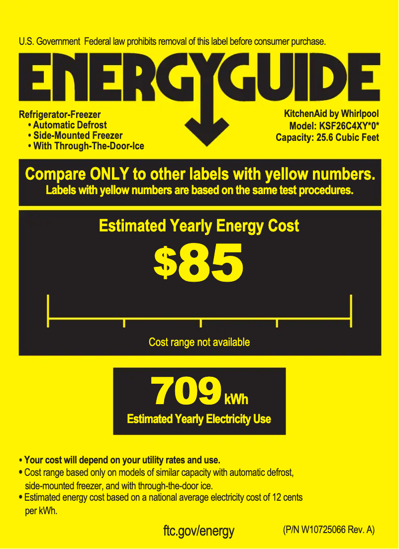 Page n°1 - Label énergétique KitchenAid KSF26C4XYW