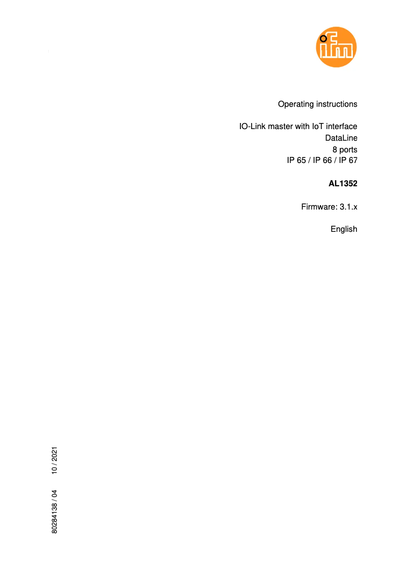 Page 1 de la notice Manuel utilisateur IFM AL1352