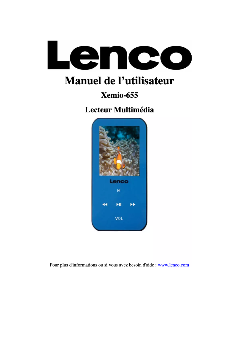 Page 1 of the manual User Manual Lenco Xemio-655