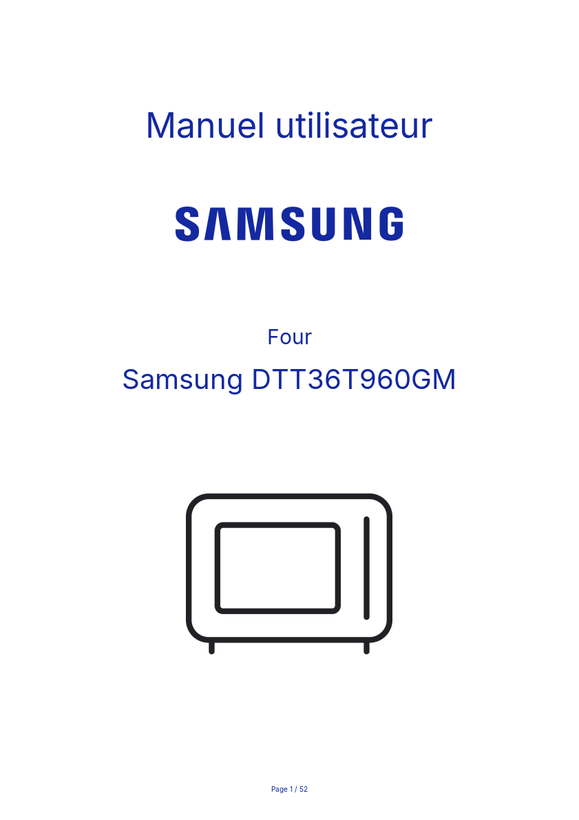Page n°1 - Manuel utilisateur Samsung DTT36T960GM