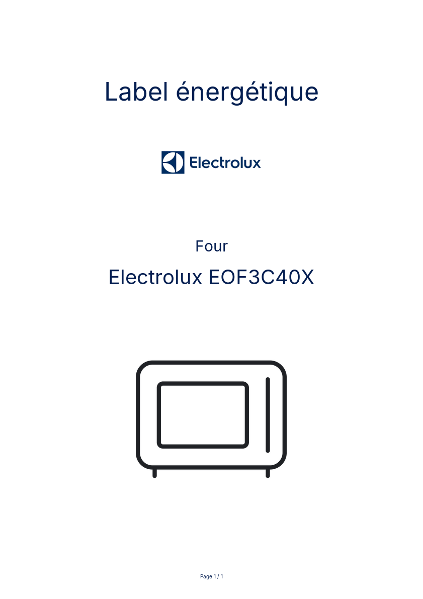 Page n°1 - Label énergétique Electrolux EOF3C40X