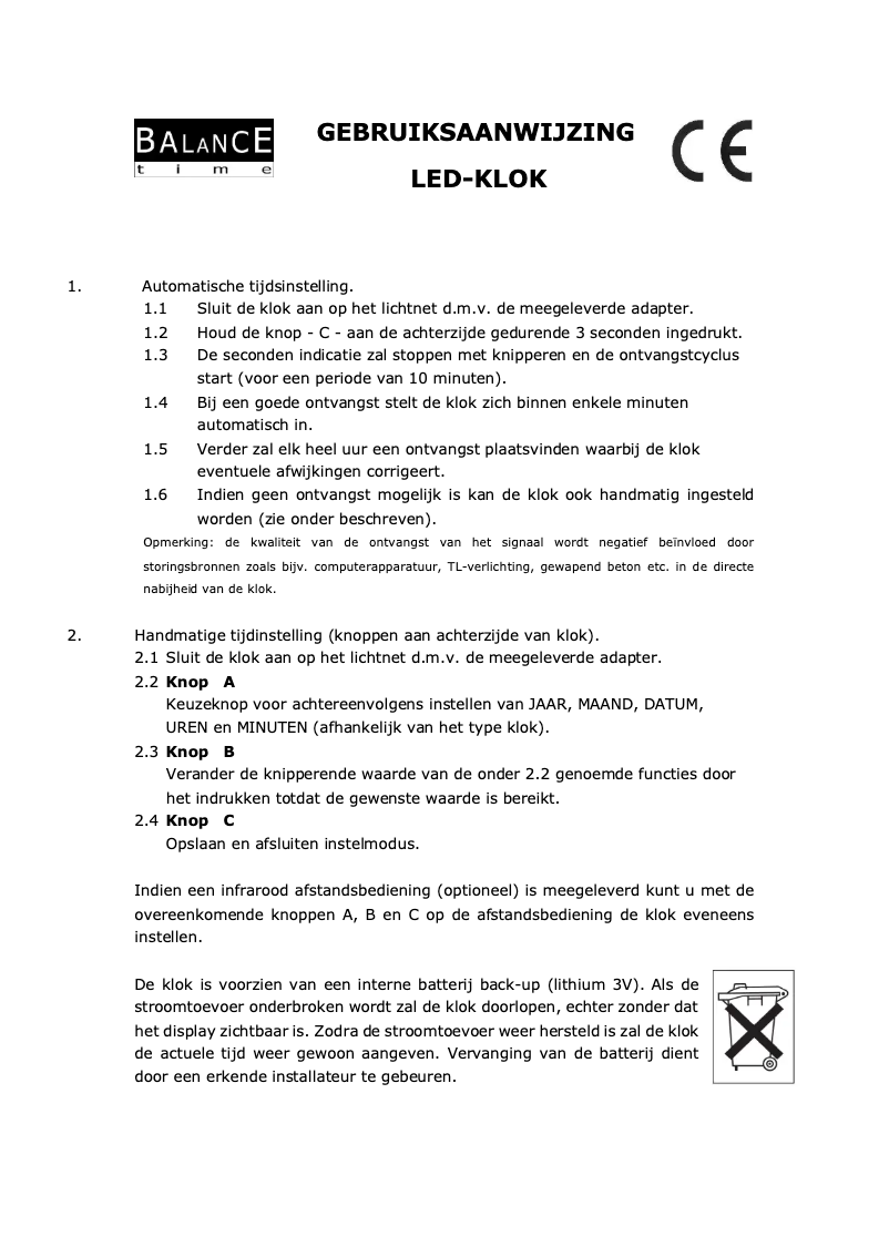 Page 1 of the manual User Manual Balance HE-CLOCK-27